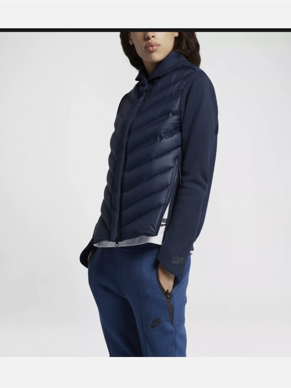 Nike Sportswear Tech Fleece Aeroloft Down Bomber Jacket navy blue size Large